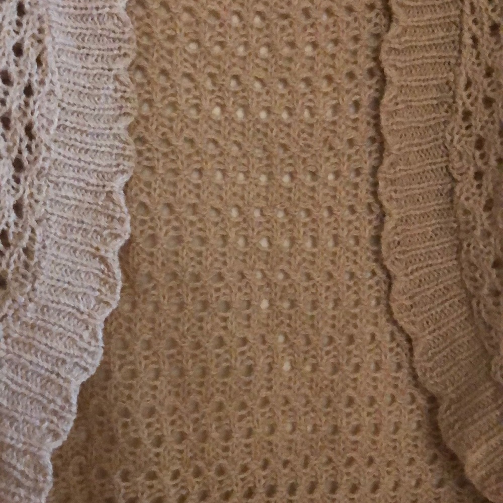 Beige Openwork Short-Sleeve Shrug - Women's Sweater - Picture 3 of 11